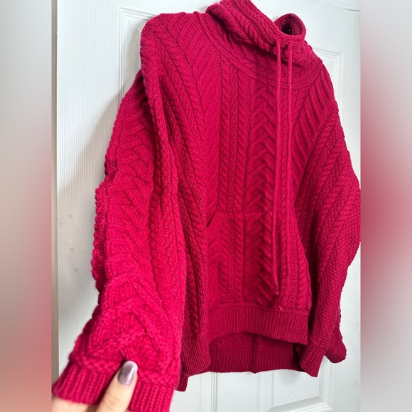 Aran Crafts Sweaters - AUTHENTIC 100% Irish Merino Wool Aran Crafts Pullover Sweater Magenta Red XXL